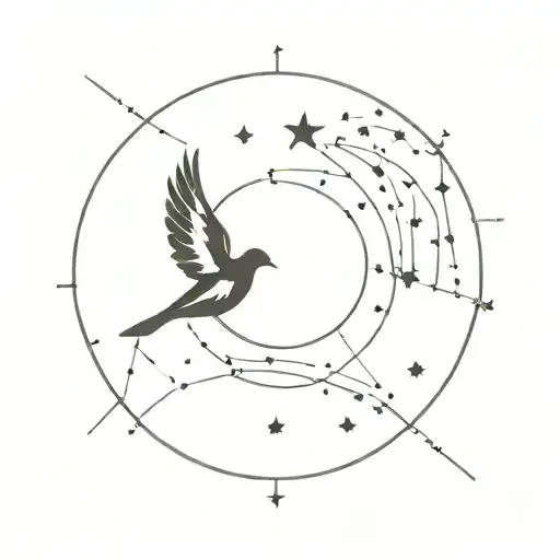 Constellation Cassiopeia With A Little Dove Flying