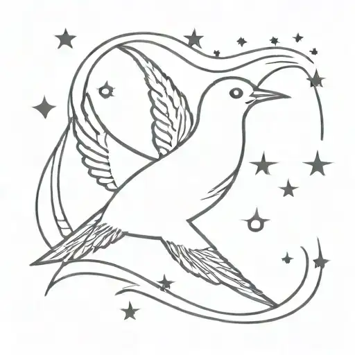 Cassiopeia With A Little Dove Flying Into The Stars