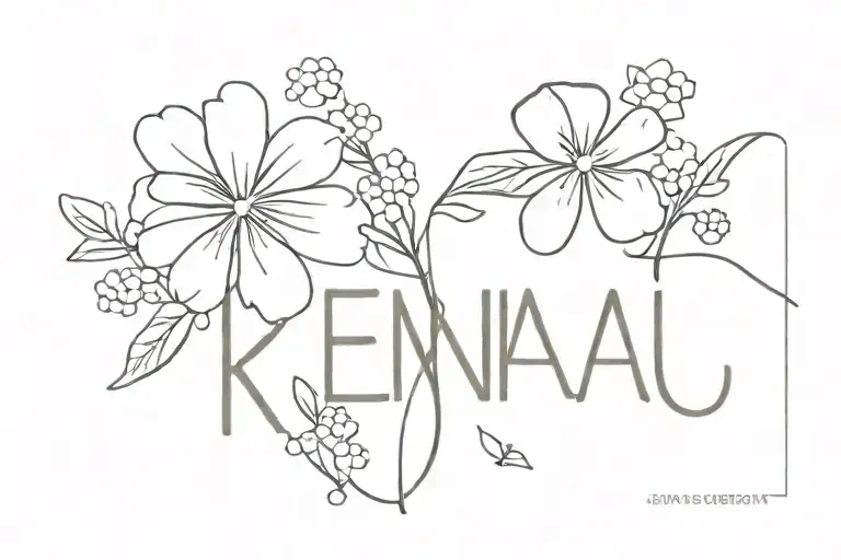 The Word Kenai With One Forget Me Not Flower Next To It