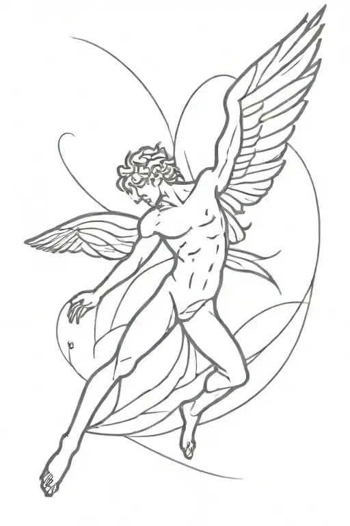 Abstract Linework Greek Myth Icarus Falling