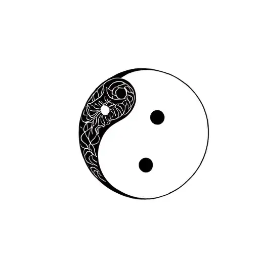 Earth And Eater Elements Ying Yang Symbol Formed