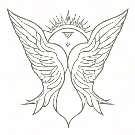 Sun And Angel Wings Spread