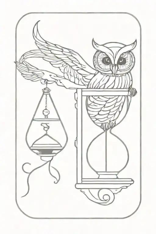 Skeleton Of And Owl With Hour-glass In Hand