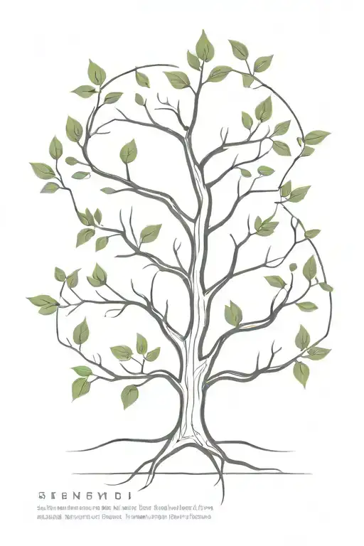 A Minimalist Design Of A Family Tree Intertwined With Nature Elements Like Branches And Leaves