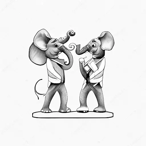 Elephant And Mouse Playing Chess