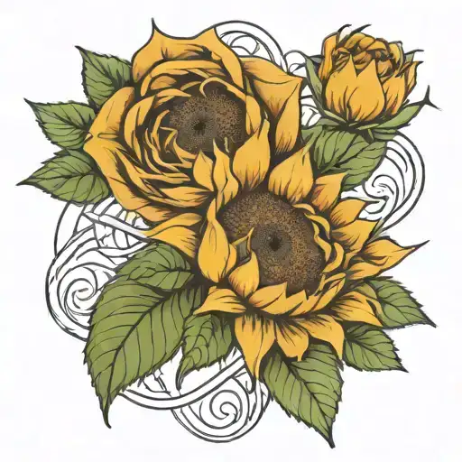 1 Rose And 1 Sunflower Enfinity Sign Intertwined Representing