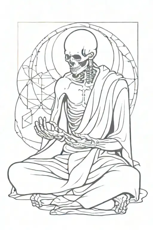 Skeleton Zazen Monk Meditating