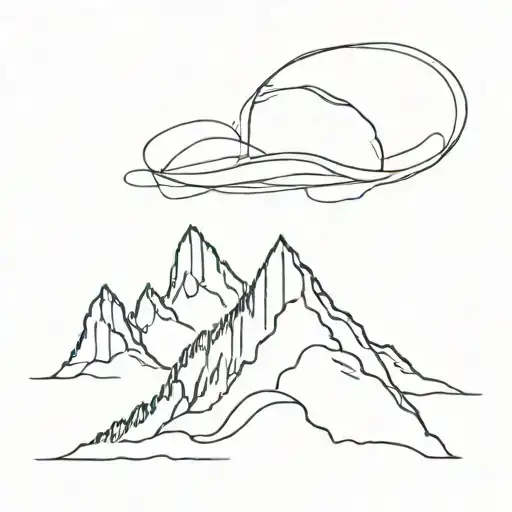 A Minimalist Outline Of A Mountain Range With A Cowboy Hat On Top
