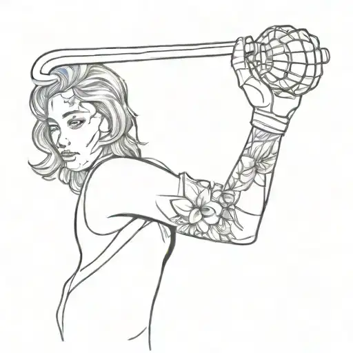 Hockey Goalie Stick With Water Lilys Upper Arm Woman