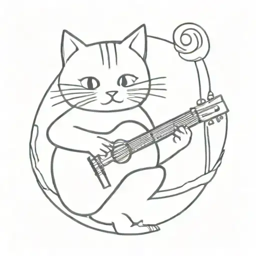 Little Kitty And Guitar Made