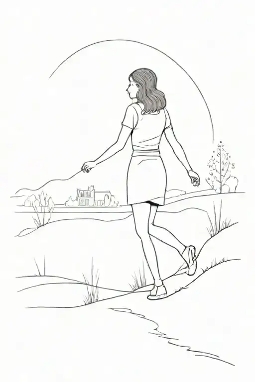 Lady Walking With Beautiful Background