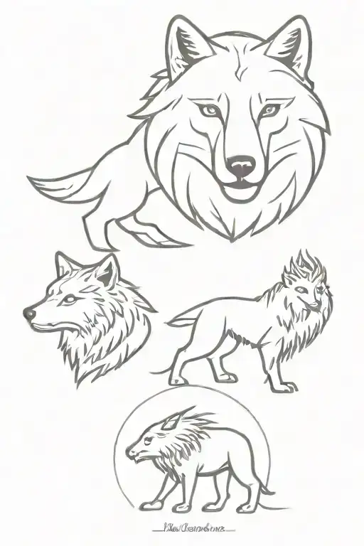 Wolf And Eagle And Lion
