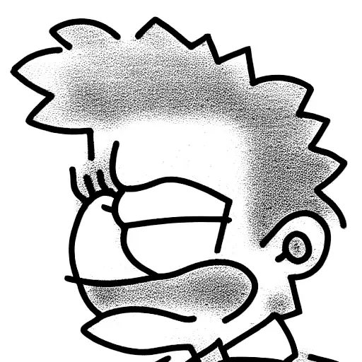 Mini Tattoo In The Style Of Bart Simpson Who Is Sad