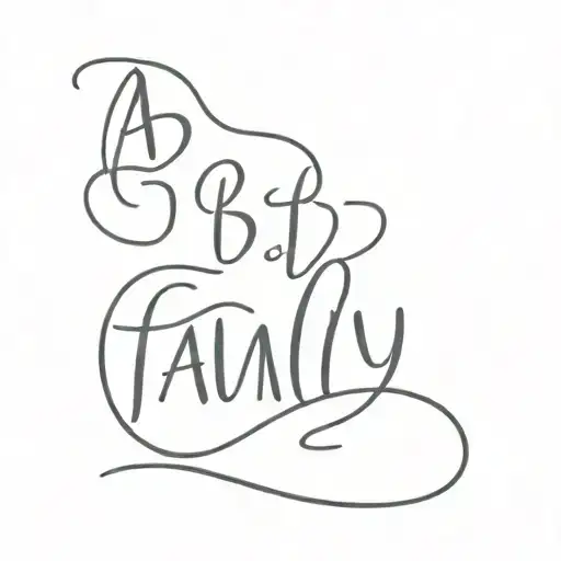 A B J Word 'Family' Written In Line Drawing