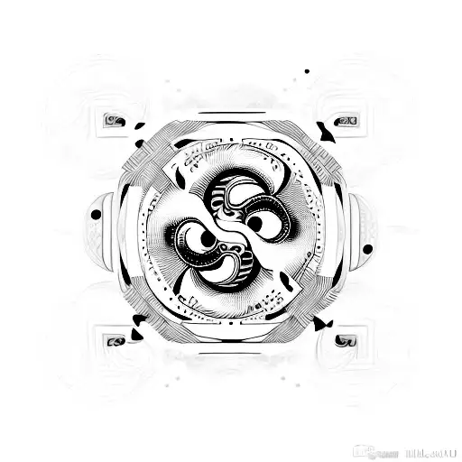 Lineal And Abstract Tattoo Mixing Yin Yang And A Cup Of Gin And Tonic