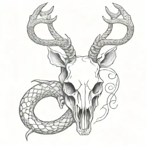 Reindeers Skull And Snake