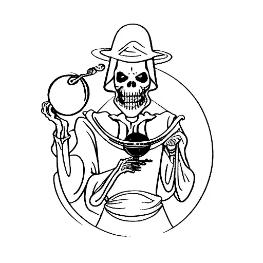 Grim Reaper Holding A Crystal Ball