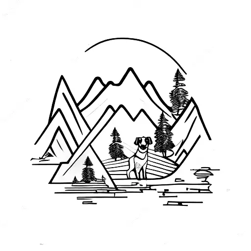 Mountain Scene With Dogs