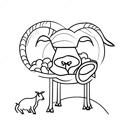 A Minimalist Tattoo Of A Lamb Standing Under A Fig Tree