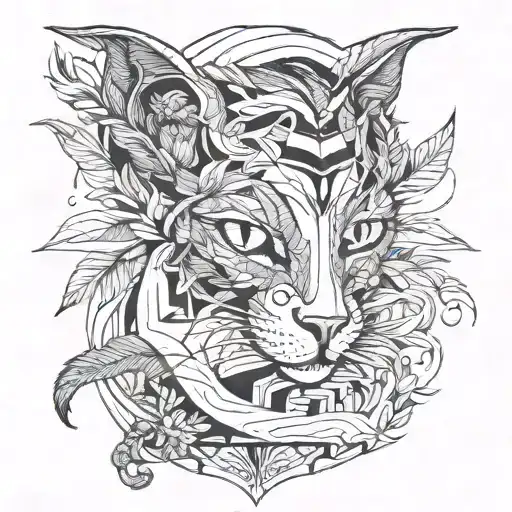 Cat With Woman Looking At