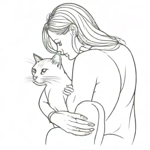 Cat With Woman Looking At