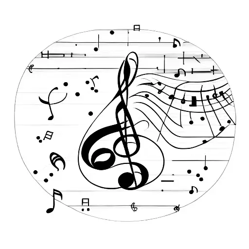 A Minimalist Tattoo Of A Music Note Composed Of Various Organs