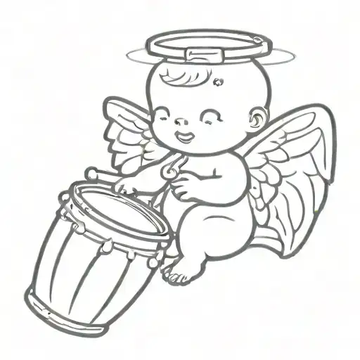 Baby Angel Holding Drum Sticks