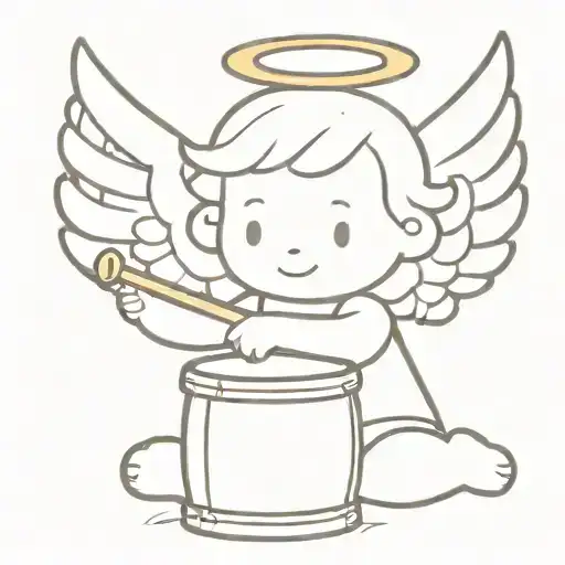 Toddler Angel Holding Drum Sticks Crossed