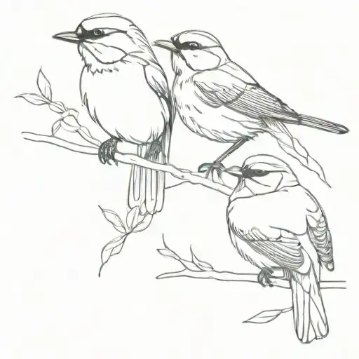 Robin Bird And Bluetit