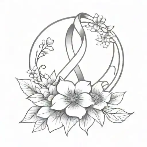 Floral Design Around Cancer Ribbon