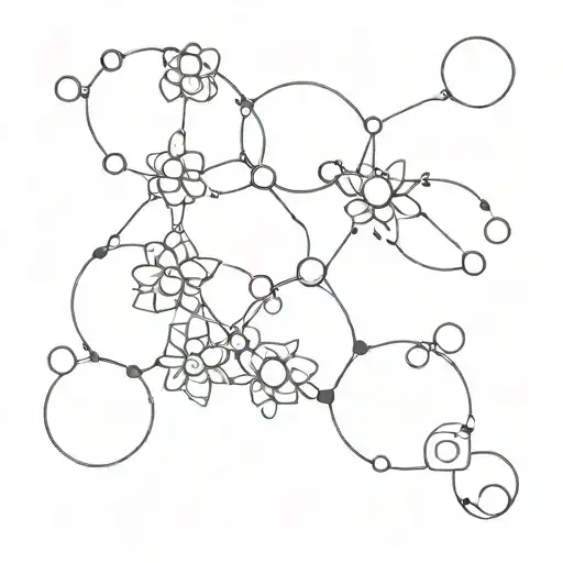 I Want A Fine Line Tattoo Of The Hydrogen Molecule But With Flowers Instead Of Circles