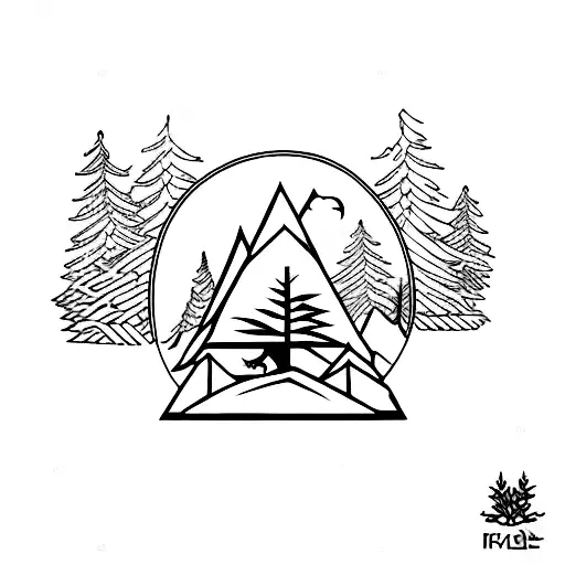 Fox In Pine Forest Near Village Symbol