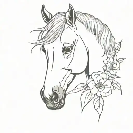 Realist Horse With Flowers