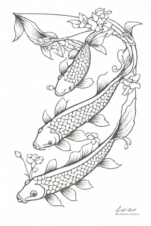 Koi Fish And Vanilla Flowers