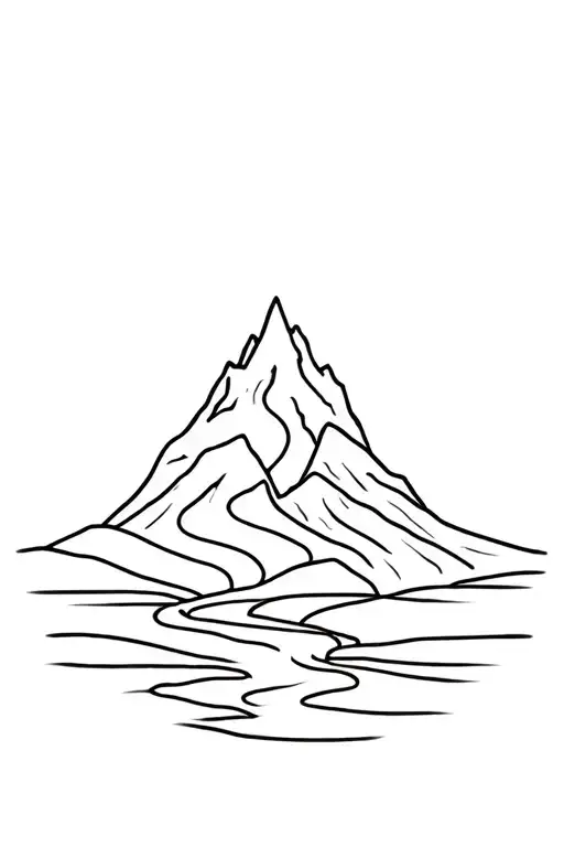 Mountain With A River That Splits Into Four Rivers