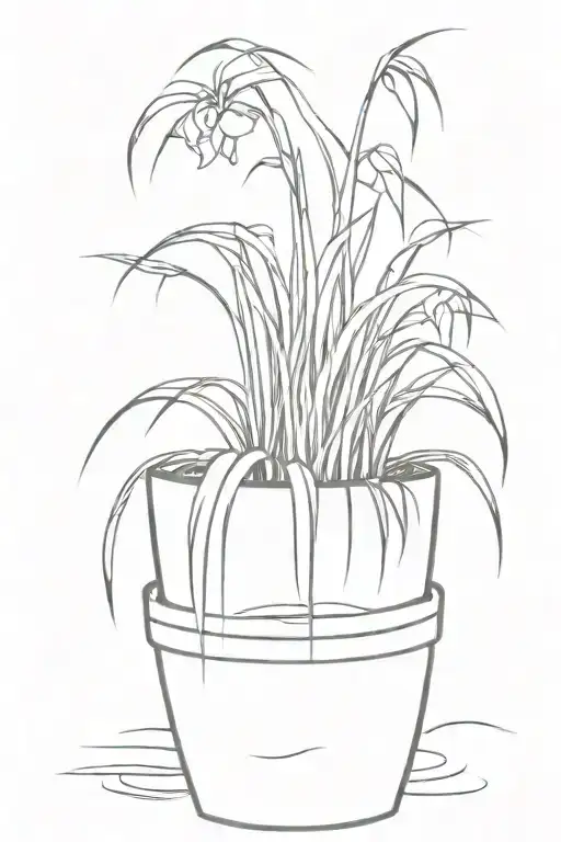 Flower Pot Overflowing Like A Waterfall With Water Creating Long Grass Around It