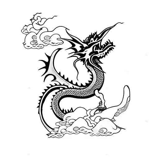 A Japan Dragon Wrapping Around A Left Arm