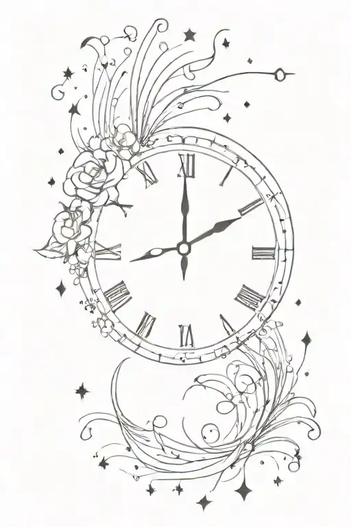 Clock With 12 Sparkles Scattered