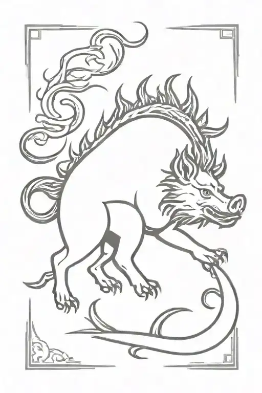 Wild Boar And Chinese Dragon