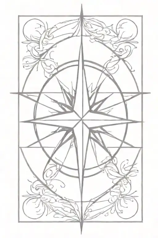 Compass Rose With Intricate