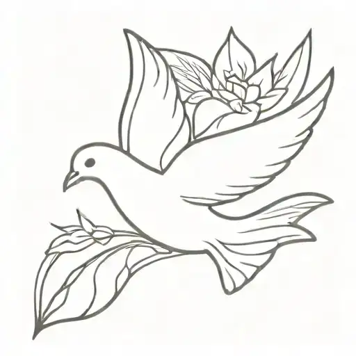 Dove Carrying A Flower