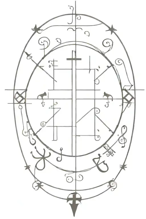 Cross And Music Notes Compass