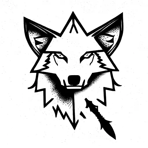 Wolf With A Sword In His Head