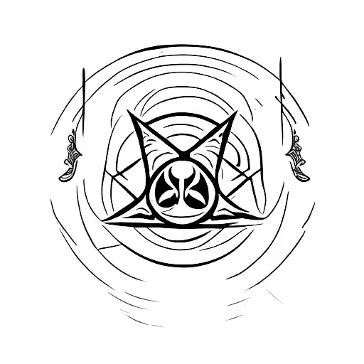 Deathly Hallows Symbol With A Minimalist Cat Silhouette Incorporated Moon And Deathly Hallows