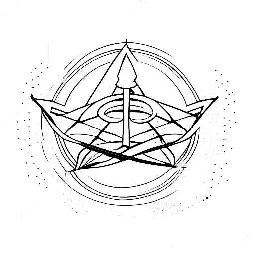 Arrows Deathly Hallows Symbol With A Minimalist Cat Silhouette Incorporated Moon And Deathly Hallows