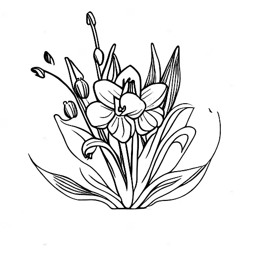 One Daffodil And One Lily Of The Valley Flower