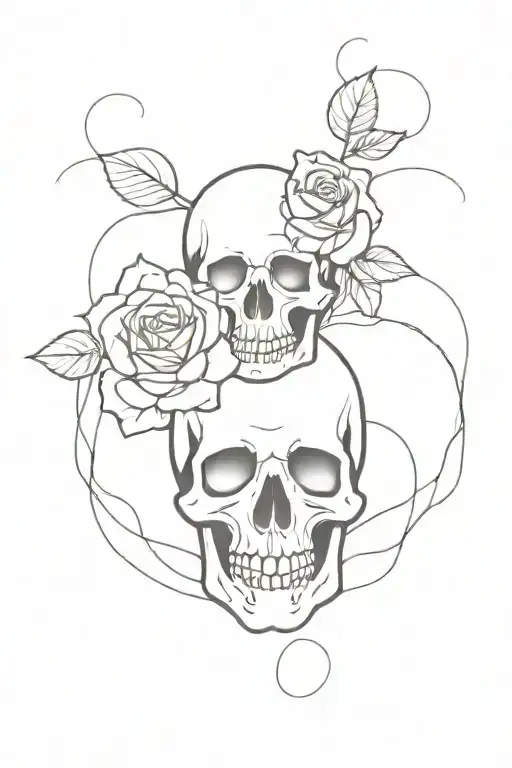 Skull And Roses Intertwined