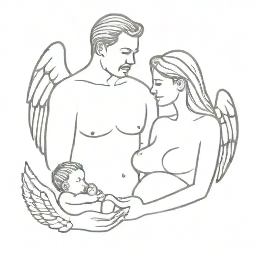 Mom And Dad And Baby And Angel Baby