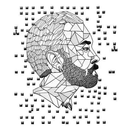A Person's Portrait Made Entirely Out Of Tiny Wooden Puzzle Pieces