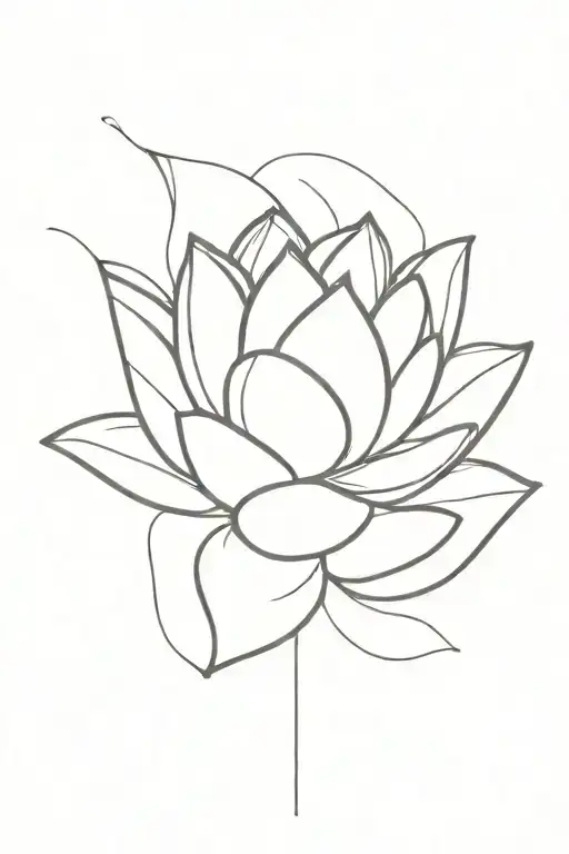 Single Lotus Flower White Ink